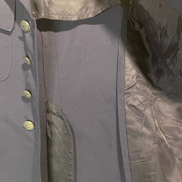 Authentic Vintage Air Force Navy Blue Jacket Front Pockets Gold Buttons- Size 39 - Picture 4 of 12